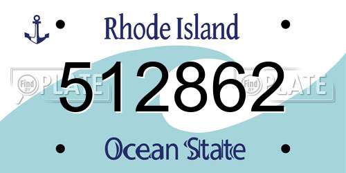 512862 Rhode Island License Plate