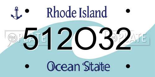 512O32 Rhode Island License Plate
