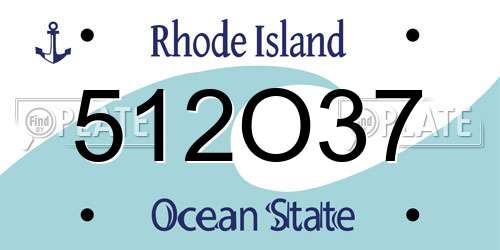 512O37 Rhode Island License Plate