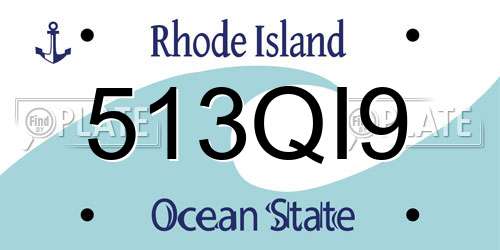 513QI9 Rhode Island License Plate