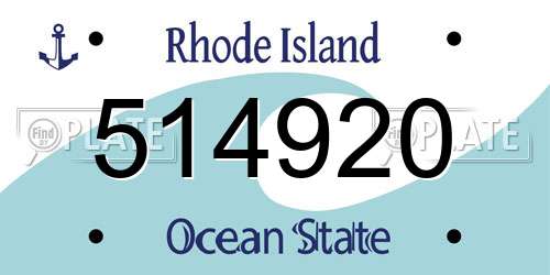 514920 Rhode Island License Plate