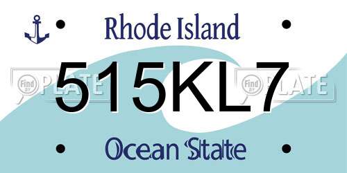 515KL7 Rhode Island License Plate