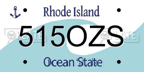 515OZS Rhode Island License Plate