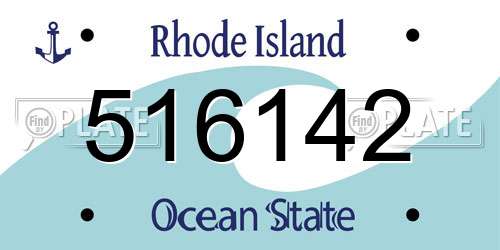 516142 Rhode Island License Plate