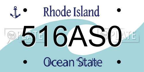 516AS0 Rhode Island License Plate