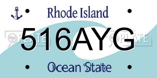 516AYG Rhode Island License Plate