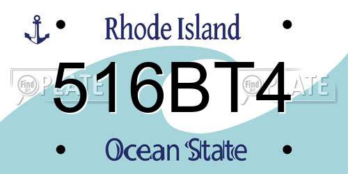 516BT4 Rhode Island License Plate