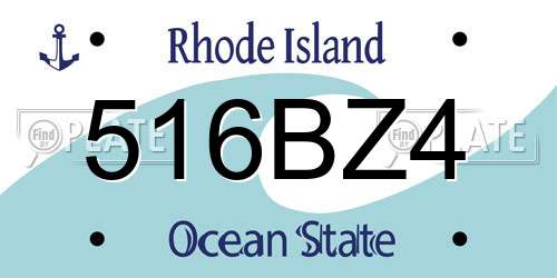516BZ4 Rhode Island License Plate