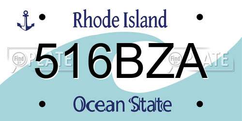 516BZA Rhode Island License Plate