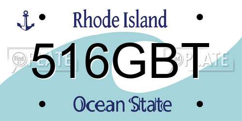 516GBT Rhode Island License Plate