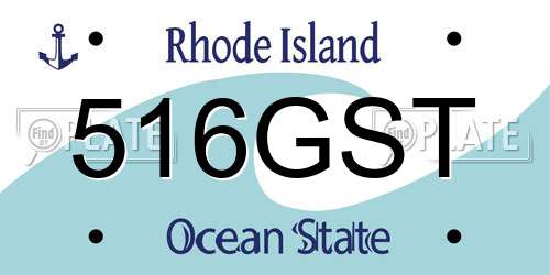 516GST Rhode Island License Plate