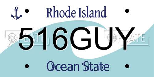 516GUY Rhode Island License Plate