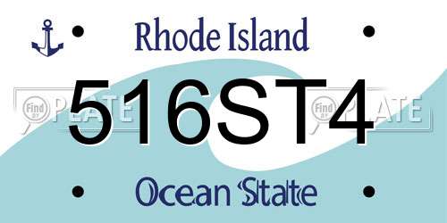 516ST4 Rhode Island License Plate