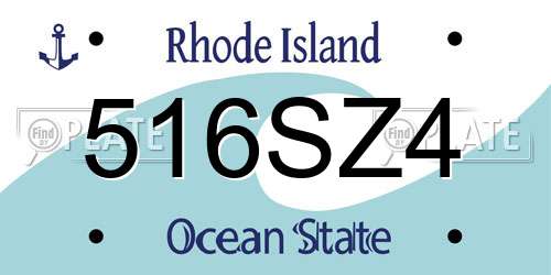 516SZ4 Rhode Island License Plate