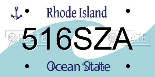 516SZA Rhode Island License Plate