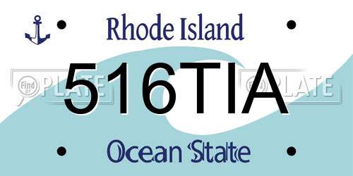 516TIA Rhode Island License Plate