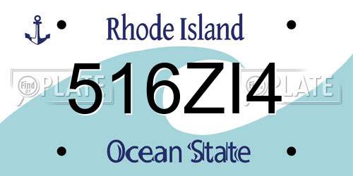 516ZI4 Rhode Island License Plate