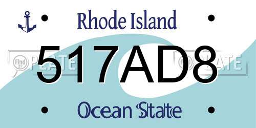 517AD8 Rhode Island License Plate