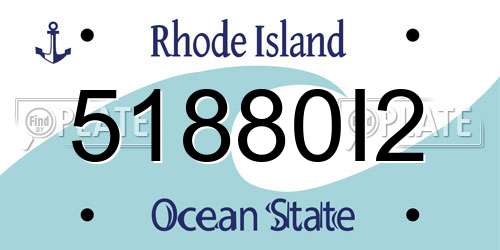 51880I2 Rhode Island License Plate