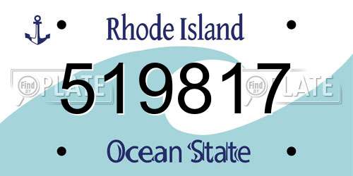 519817 Rhode Island License Plate