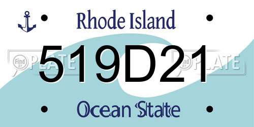 519D21 Rhode Island License Plate