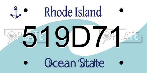 519D71 Rhode Island License Plate