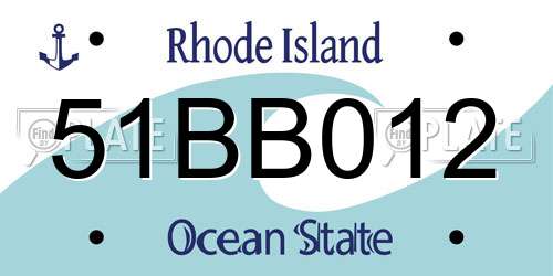 51BB012 Rhode Island License Plate