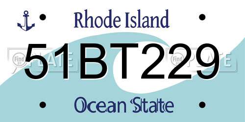 51BT229 Rhode Island License Plate