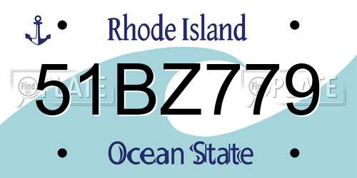 51BZ779 Rhode Island License Plate