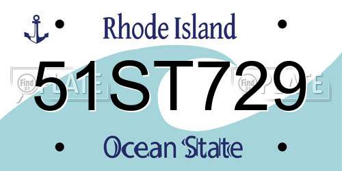 51ST729 Rhode Island License Plate
