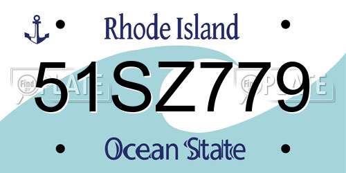 51SZ779 Rhode Island License Plate