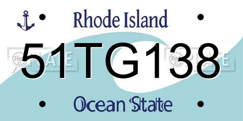 51TG138 Rhode Island License Plate