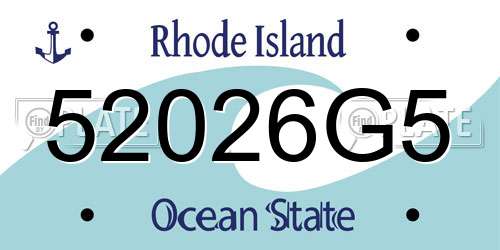 52026G5 Rhode Island License Plate
