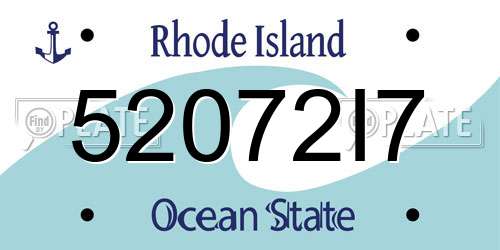 52072I7 Rhode Island License Plate