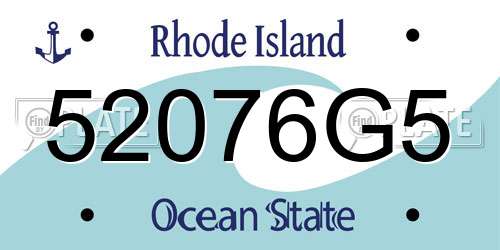 52076G5 Rhode Island License Plate
