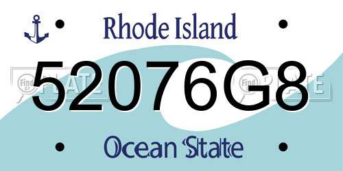 52076G8 Rhode Island License Plate