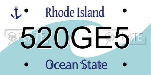 520GE5 Rhode Island License Plate
