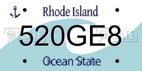 520GE8 Rhode Island License Plate