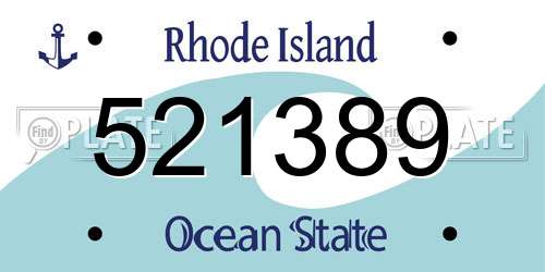 521389 Rhode Island License Plate