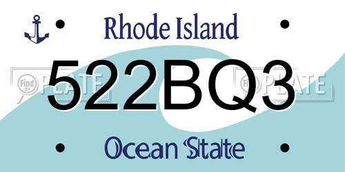 522BQ3 Rhode Island License Plate