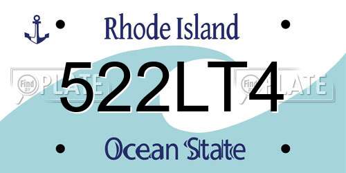 522LT4 Rhode Island License Plate