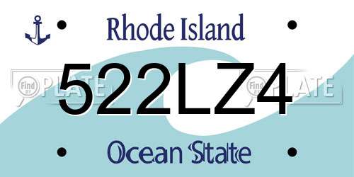 522LZ4 Rhode Island License Plate