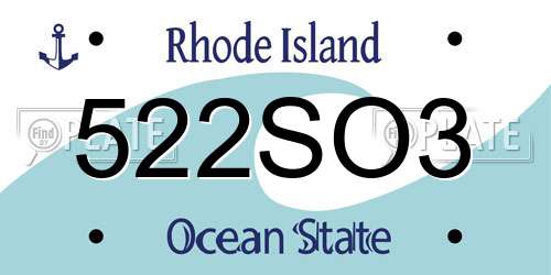522SO3 Rhode Island License Plate