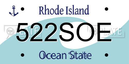 522SOE Rhode Island License Plate