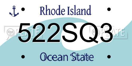 522SQ3 Rhode Island License Plate