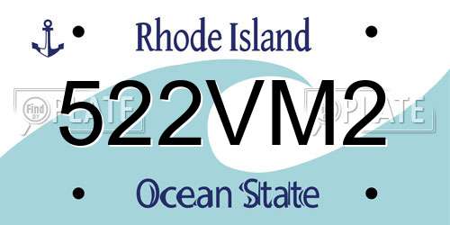 522VM2 Rhode Island License Plate