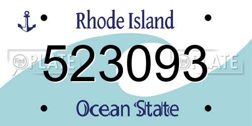 523093 Rhode Island License Plate
