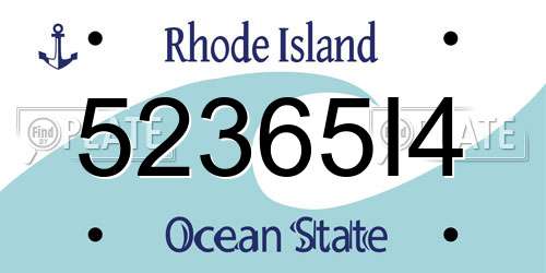 52365I4 Rhode Island License Plate