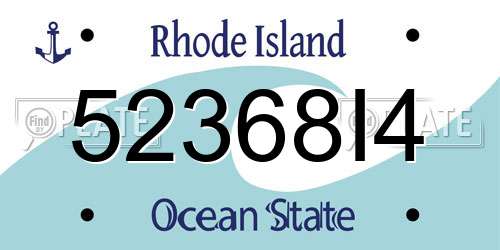 52368I4 Rhode Island License Plate