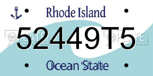 52449T5 Rhode Island License Plate